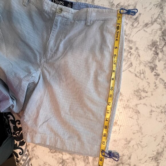 Mens‎ CHAPS Stretch Shorts Size 34 Pre-owned Blue/White Striped Summer - Picture 7 of 7